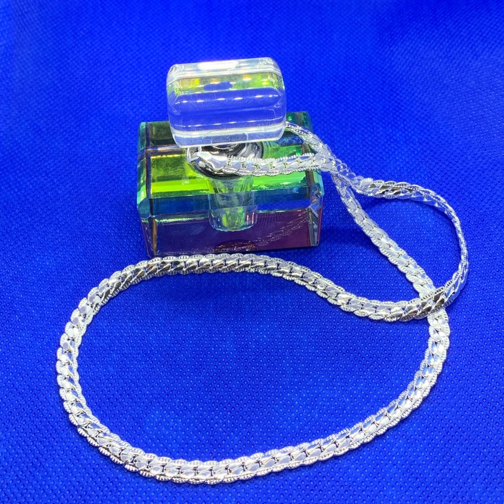 6MM Full Sideways Silver Necklace Silver Plated - Picture 3 of 8